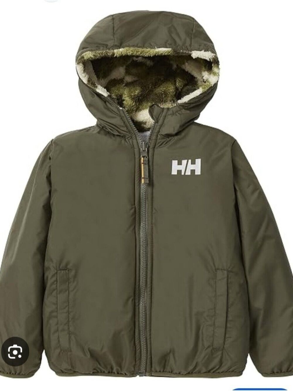 HELLY HANSEN | Champ Reversible Jacket Camo Sherpa Green Boys Sz 7